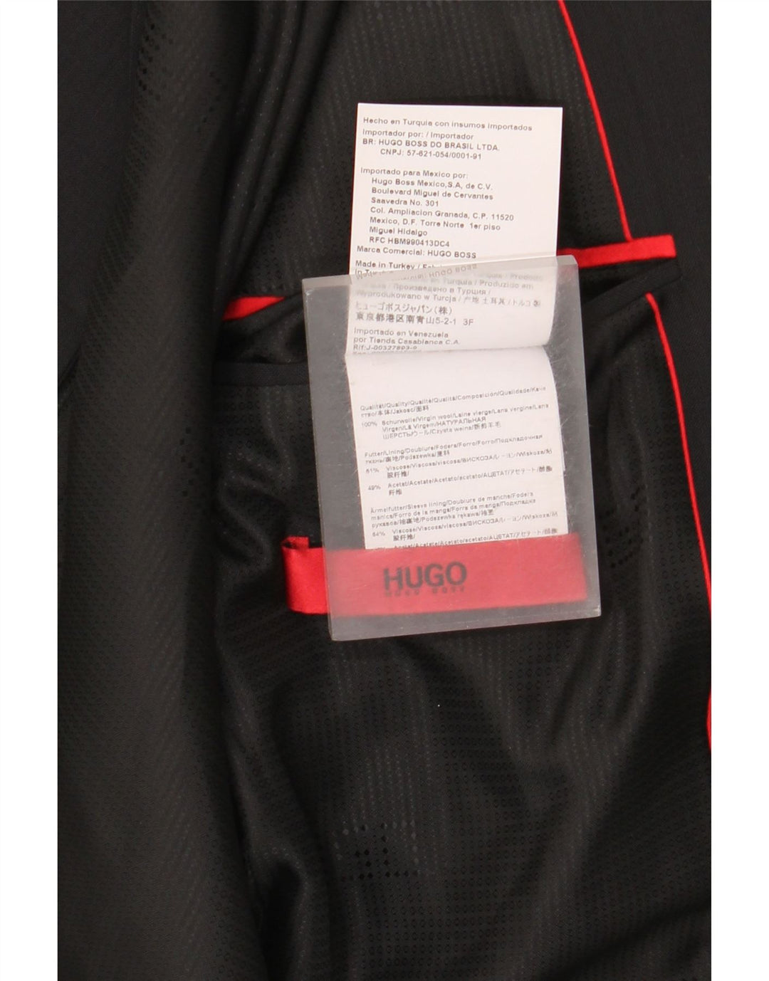 Jaqueta blazer masculina Hugo Boss com 2 botões UE 46 pequena lã preta