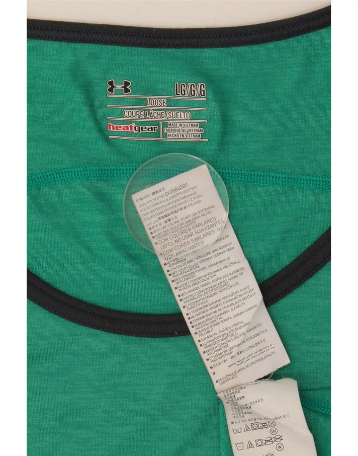 Under Armour Mens Heat Gear Vest Top Grande Poliéster Verde Colourblock