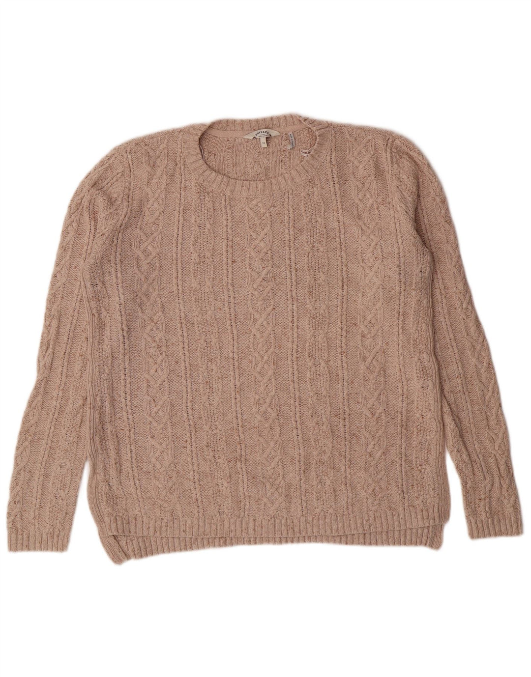 Suéter feminino Fat Face com gola redonda Reino Unido 10 pequeno algodão bege clássico