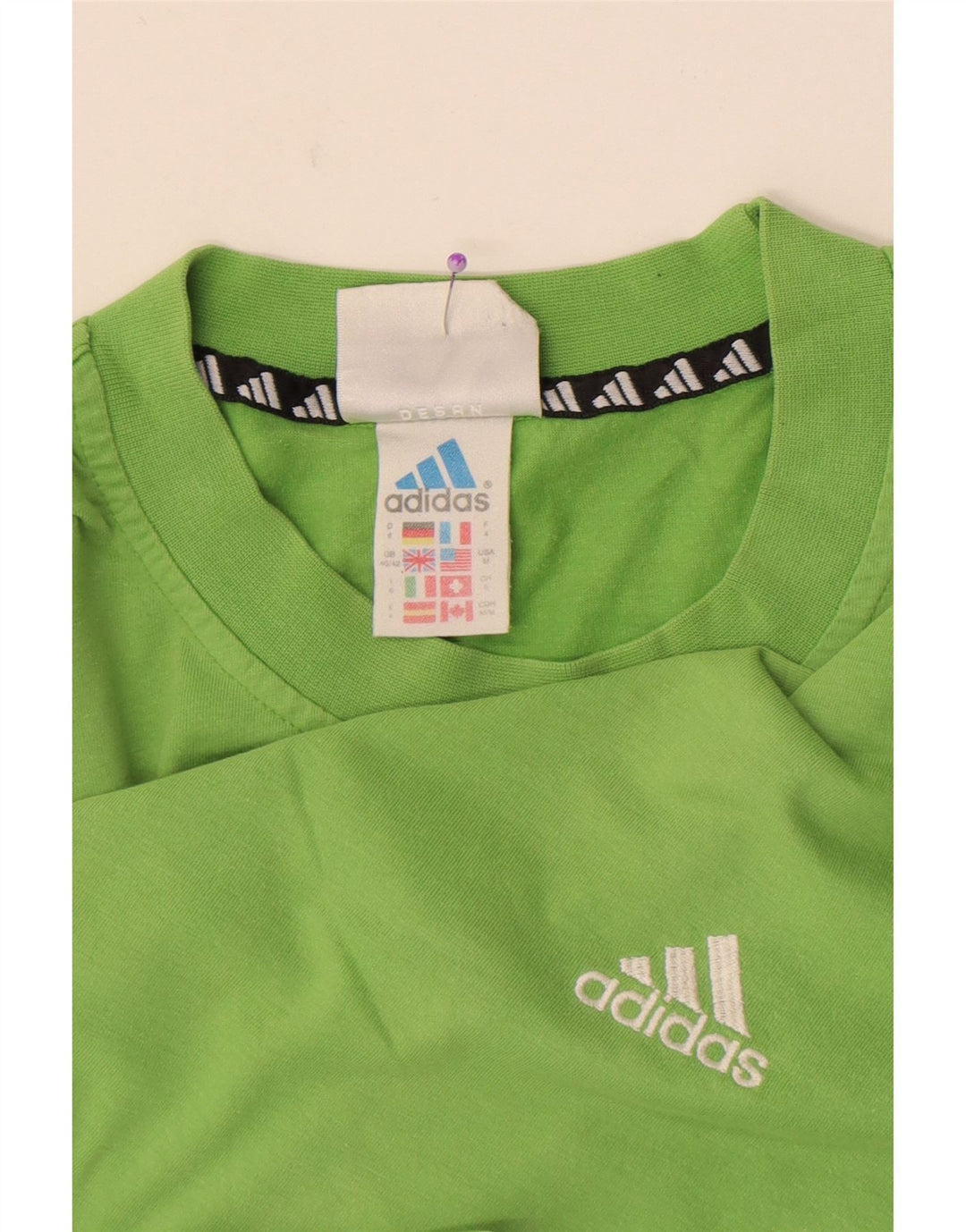 Adidas Mens Camiseta Top UK 40/42 Verde Médio