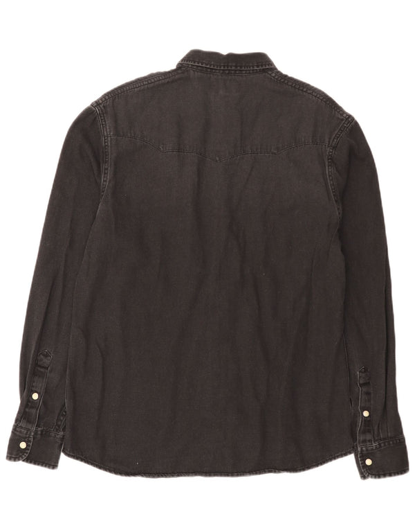 Camisa Wrangler masculina Western Regular Fit jeans médio preto algodão