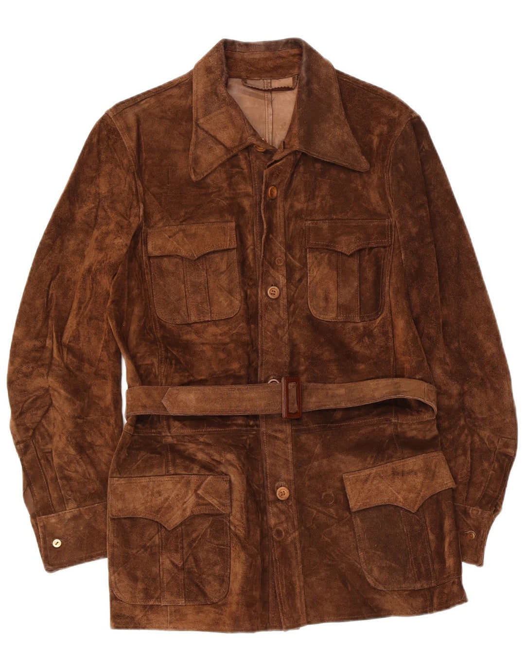Jaqueta masculina vintage de camurça UK 36 pequena marrom