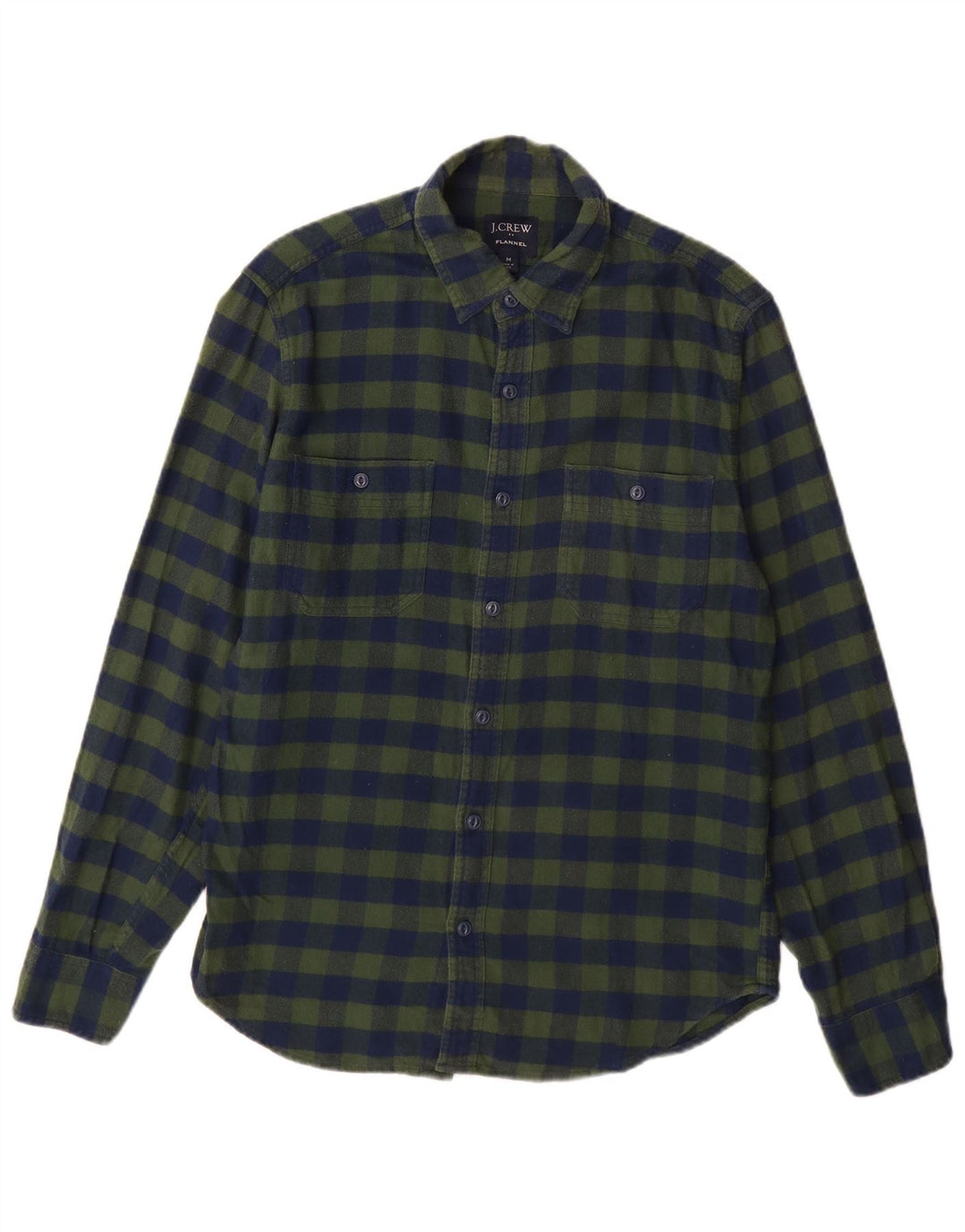 Camisa masculina de flanela J. Crew algodão xadrez azul médio
