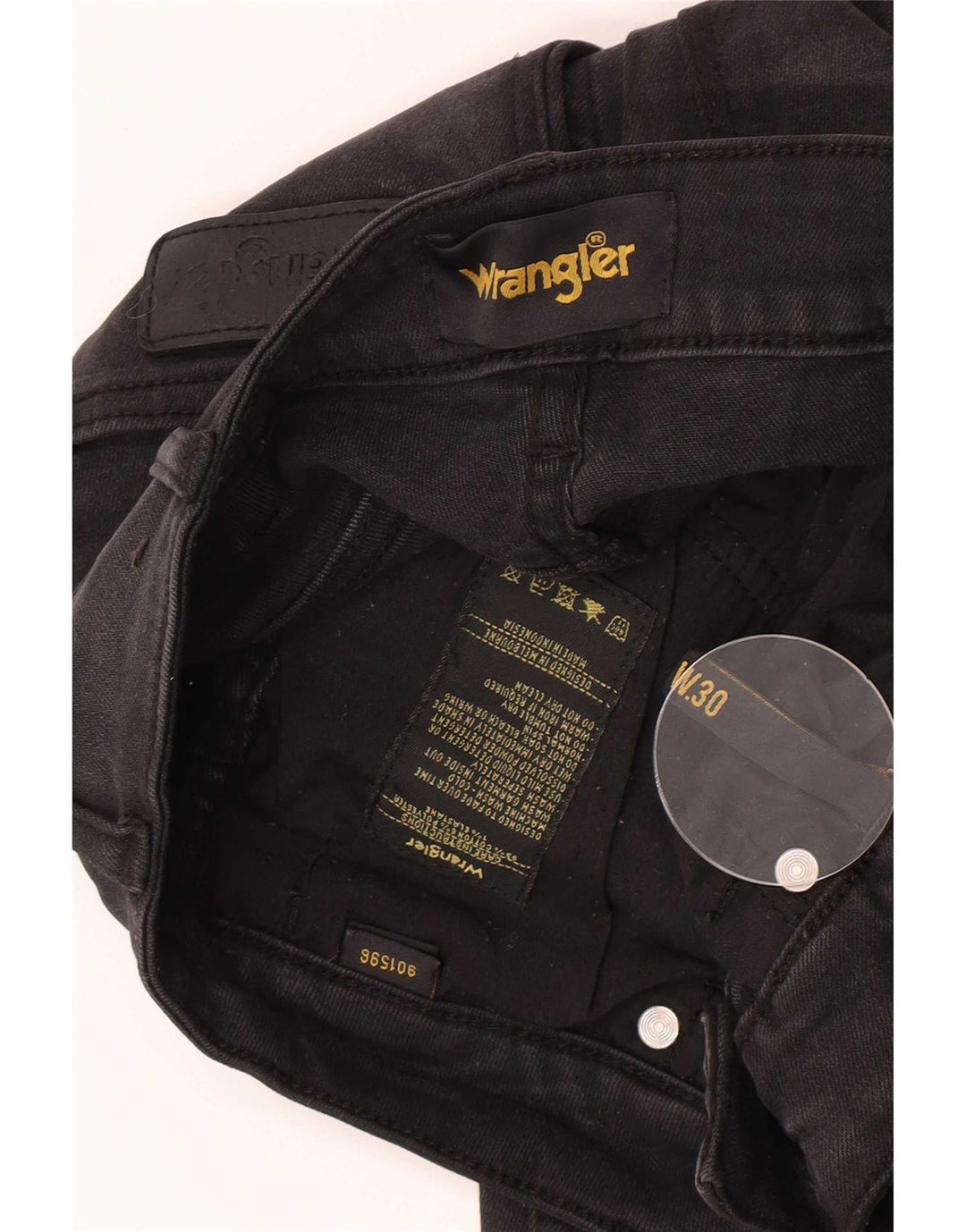 Jeans Wrangler feminino desgastado slim W30 L26 algodão preto