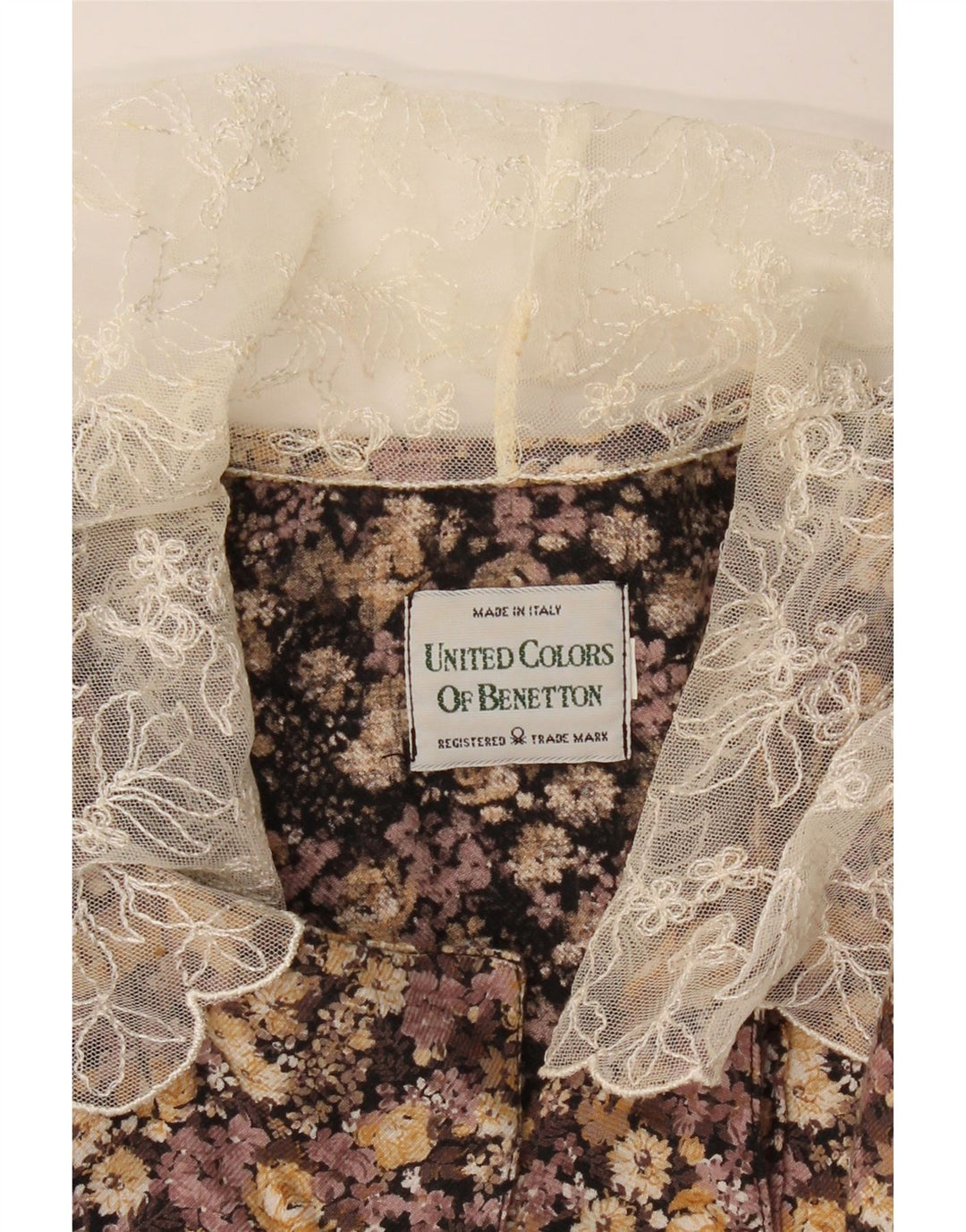 Blusa feminina BENETTON Reino Unido 12 marrom médio floral