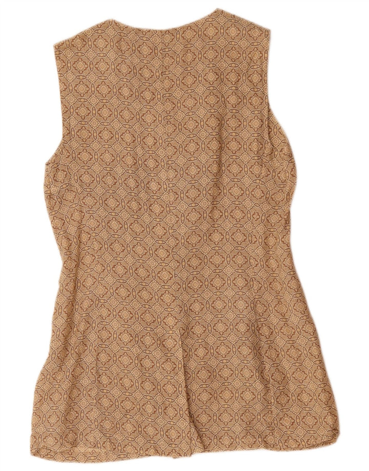 Jaqueta blazer feminina sem mangas Sportmax Reino Unido 12 marrom médio geométrico