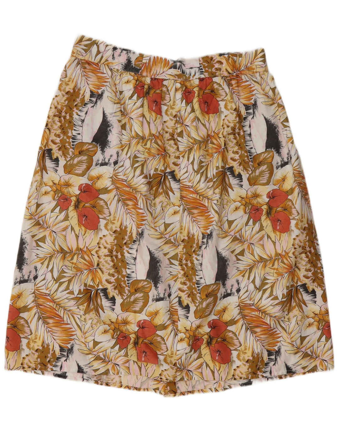 Saia evasê feminina VINTAGE W34 grande floral multicolorida