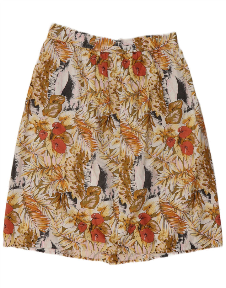 Saia evasê feminina VINTAGE W34 grande floral multicolorida