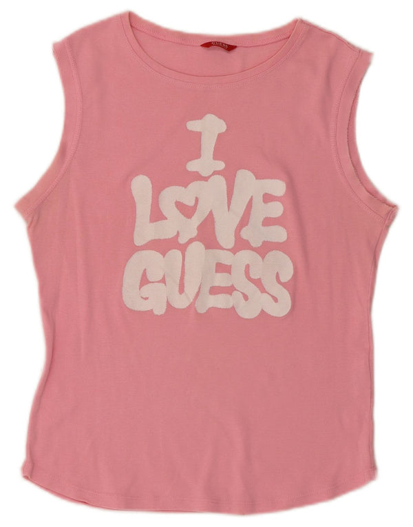 Colete feminino Guess com estampa gráfica UK 14 grande algodão rosa