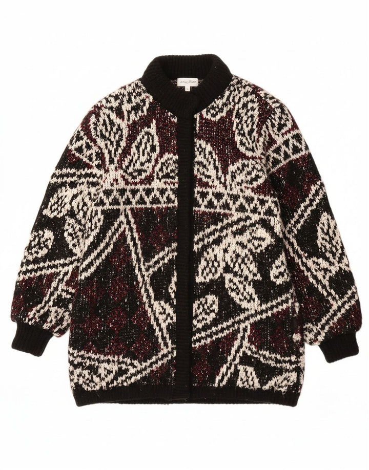 Sobretudo de malha feminino JEFFREY BROWNLEADER Reino Unido 14 acrílico floral preto médio