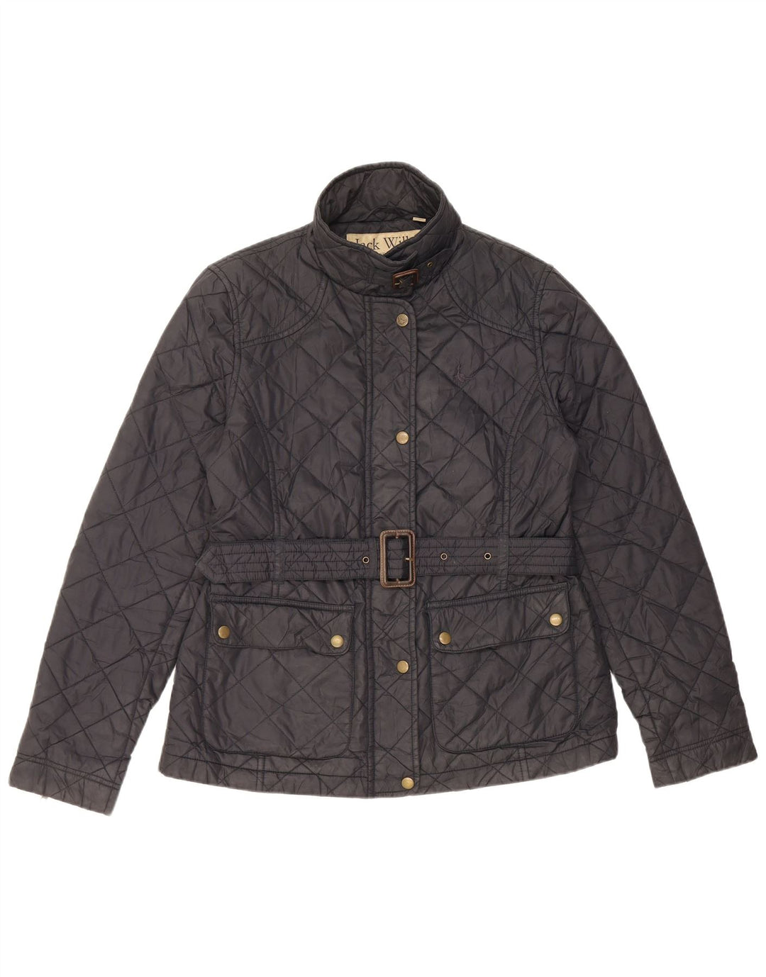 Jaqueta acolchoada feminina Jack Wills Reino Unido 14 grande nylon preto