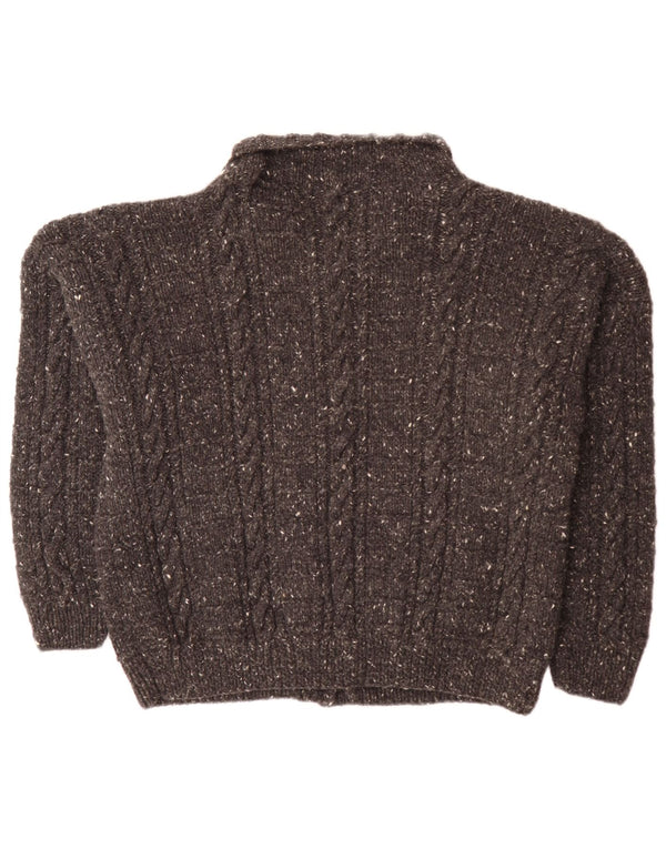 Suéter cardigã feminino vintage UK 20 2XL cinza manchado