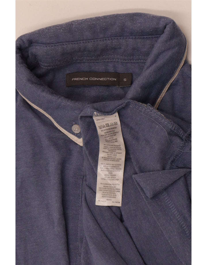 Camisa pólo masculina French Connection pequeno algodão azul