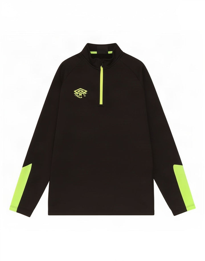 Umbro Boys Zip Neck Top Manga Longa 9-10 Anos Médio Preto Colorblock