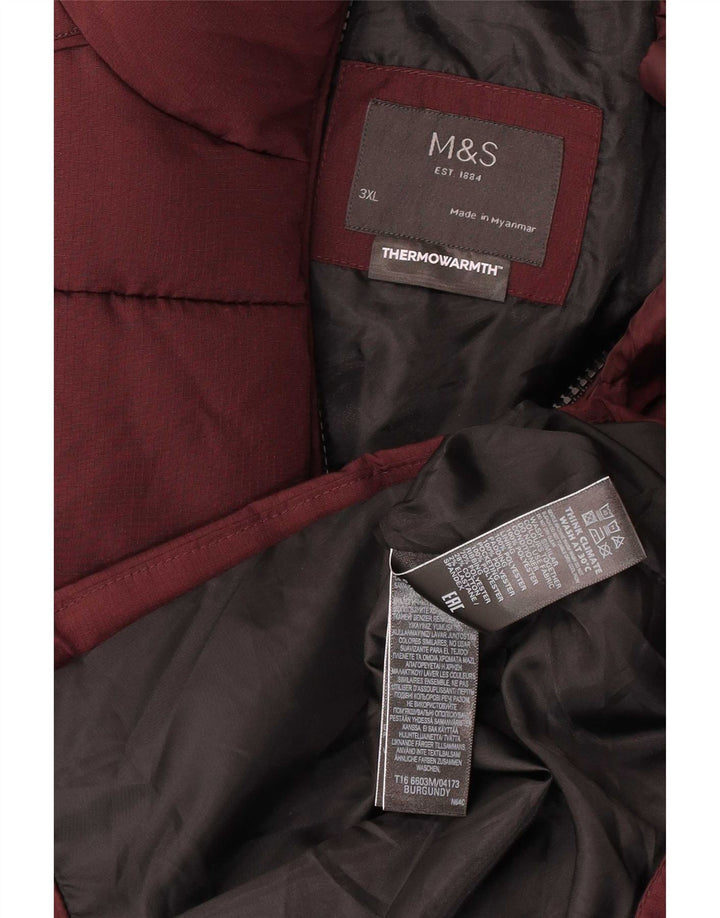Jaqueta acolchoada masculina Marks & Spencer Reino Unido 46 3XL Borgonha poliéster moderno