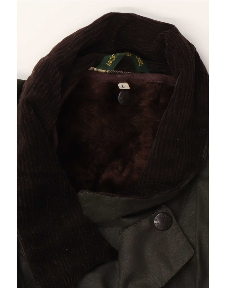 Jaqueta masculina vintage de algodão encerado UK 40 verde grande