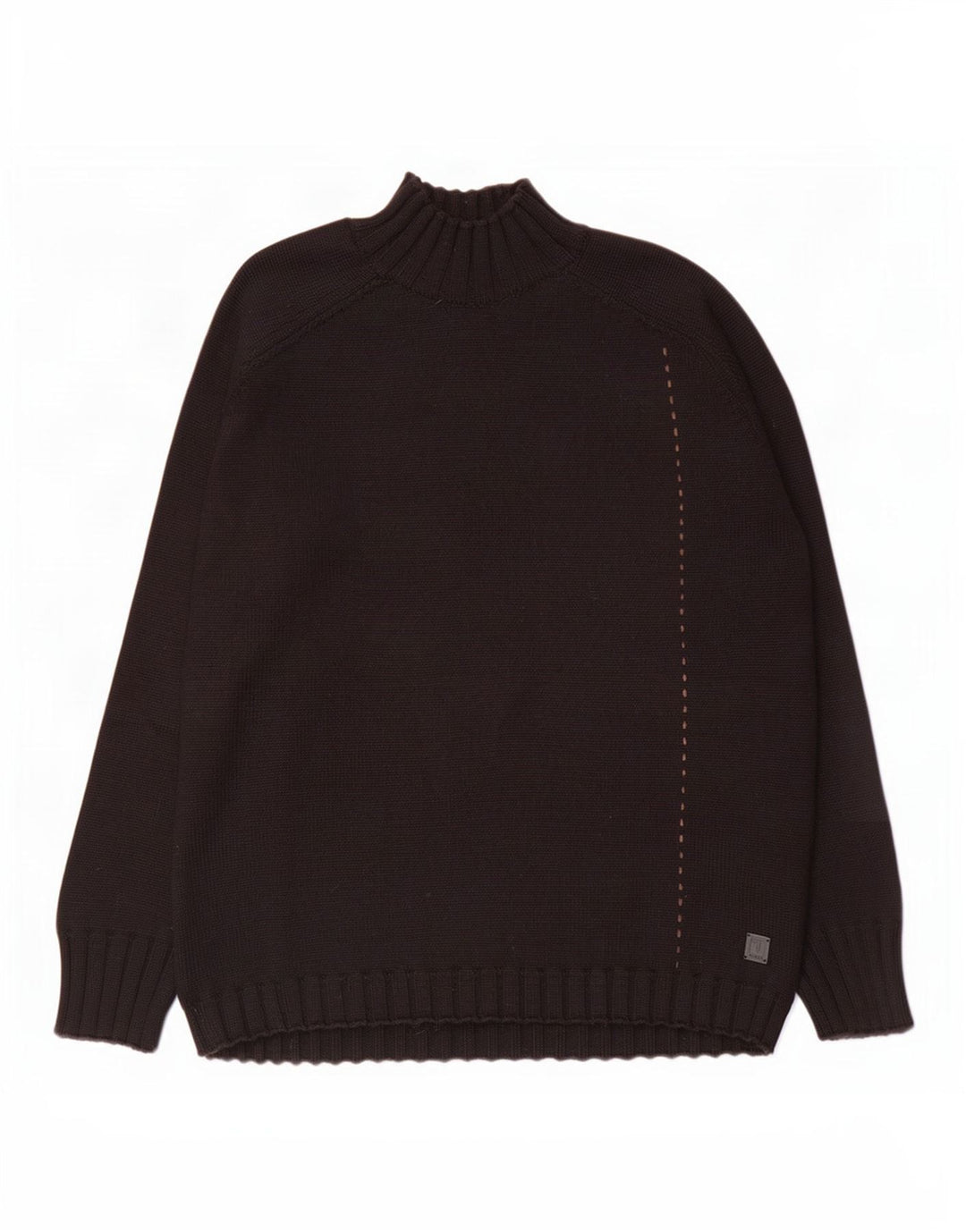 Trussardi Jeans Suéter masculino com gola tartaruga, grande lã preta