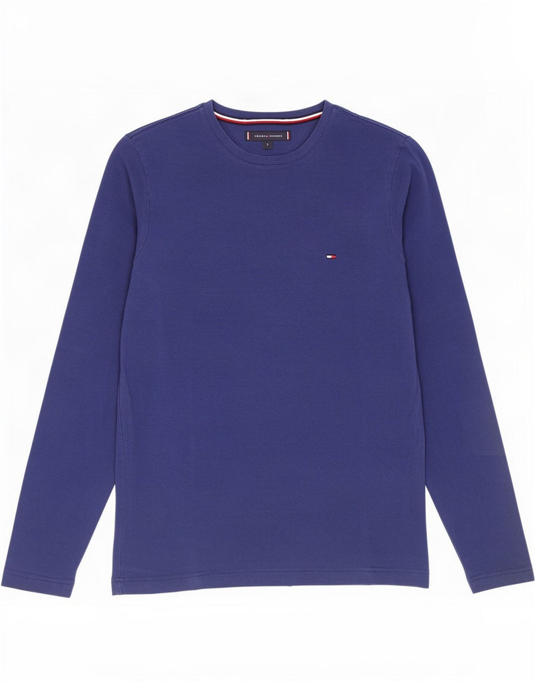 Tommy Hilfiger Mens Slim Fit Top Manga Longa Pequeno Algodão Azul