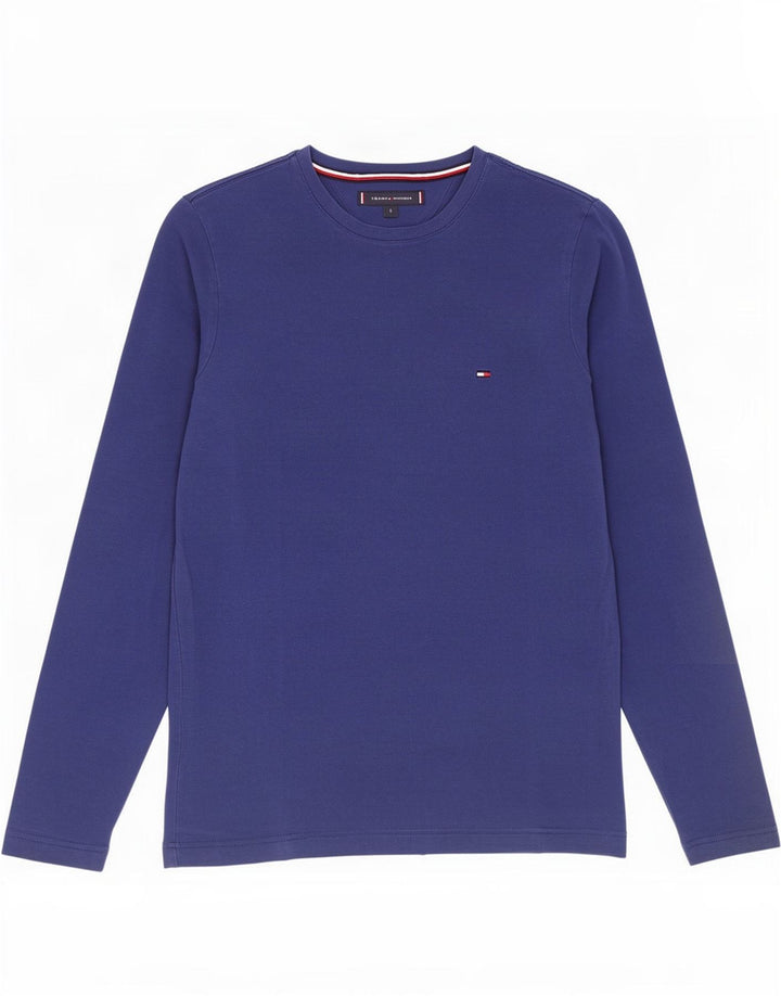 Tommy Hilfiger Mens Slim Fit Top Manga Longa Pequeno Algodão Azul