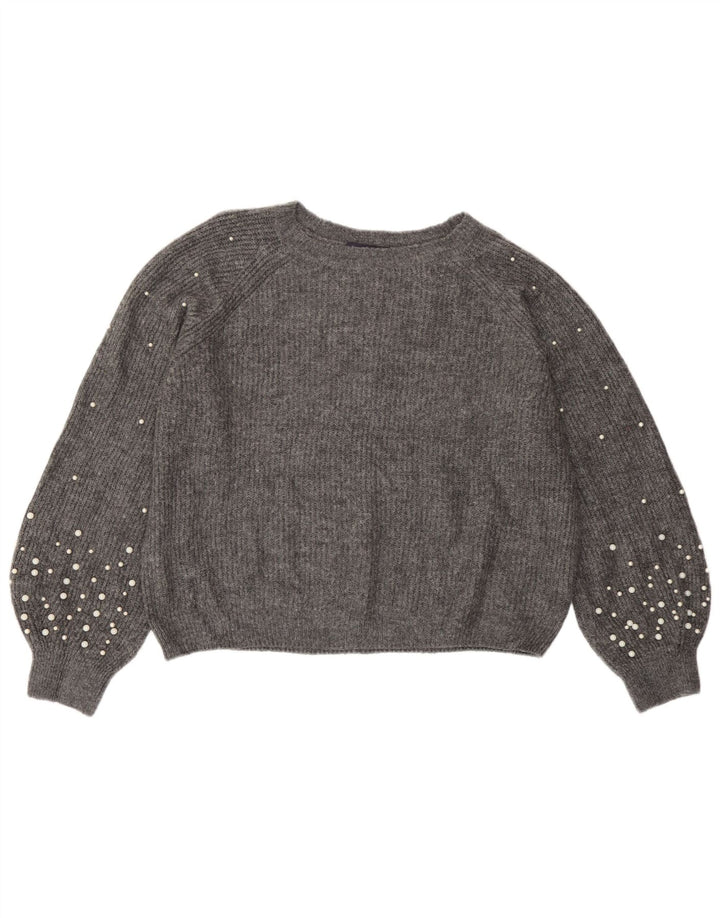 Suéter feminino Marks & Spencer com gola canoa Reino Unido 14 cinza médio manchado