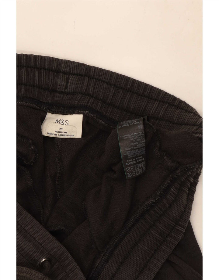 Calça de treino masculina Marks & Spencer de algodão preto médio