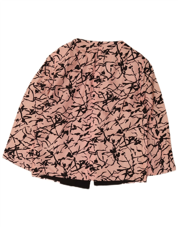 Jaqueta blazer feminina vintage com padrão abstrato manga 3/4 Reino Unido 16 grande rosa