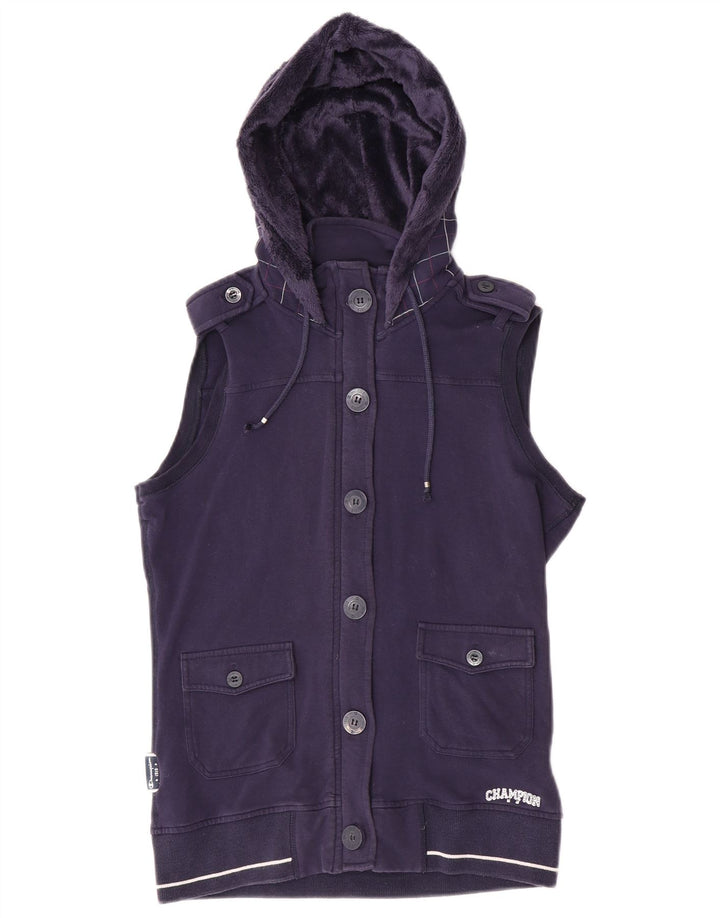 Jaqueta feminina Champion com capuz e top UK 12 xadrez roxo médio