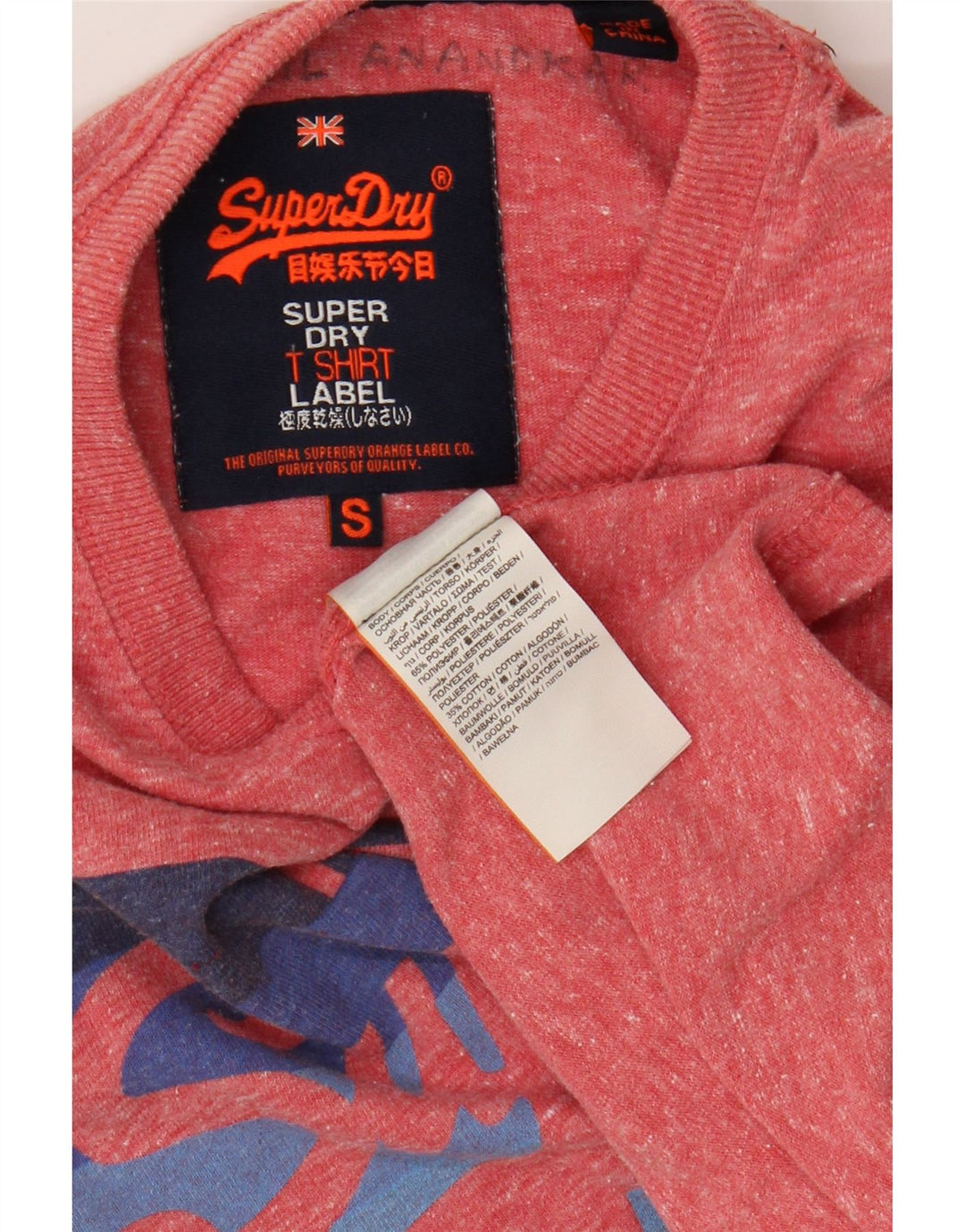 Superdry camiseta masculina gráfica top pequeno poliéster manchado rosa