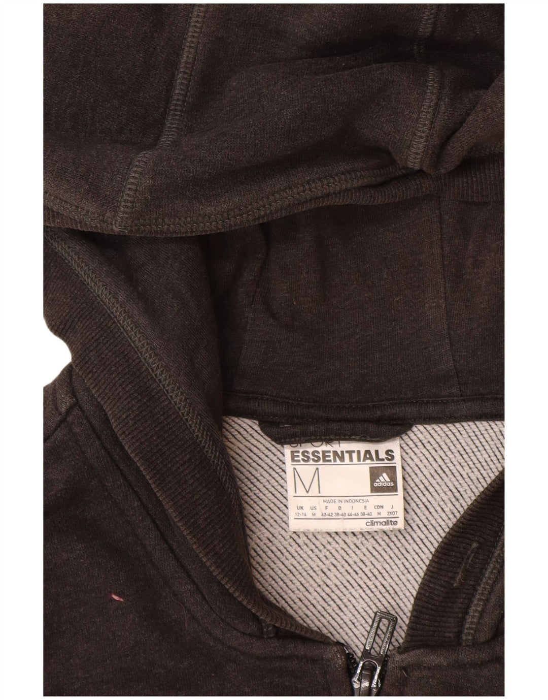 ADIDAS Womens Climalite Zip Hoodie Sweater UK 12/14 Medium Black Cotton