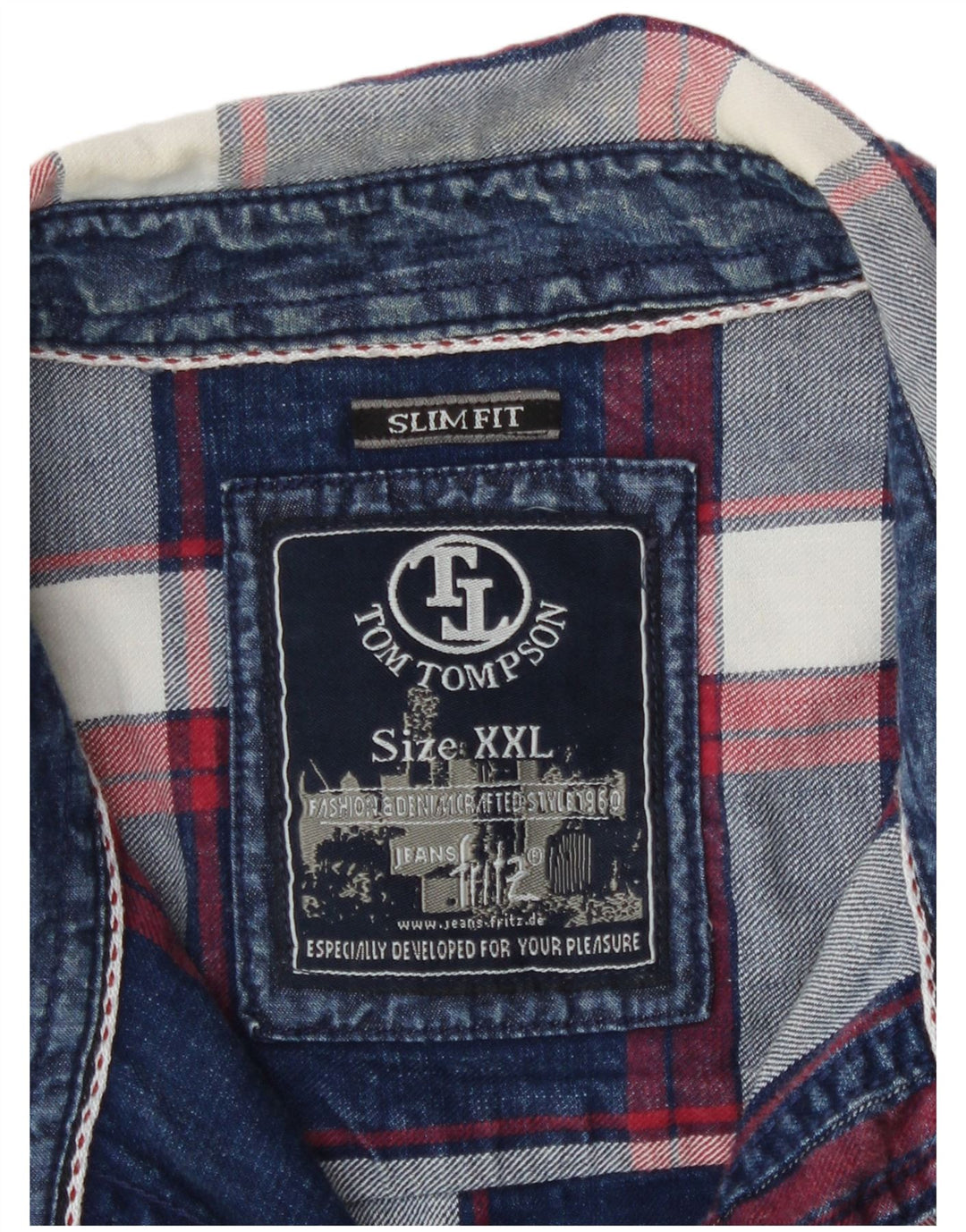 Camisa masculina Slim Fit Tom Tompson 2XL algodão xadrez azul marinho