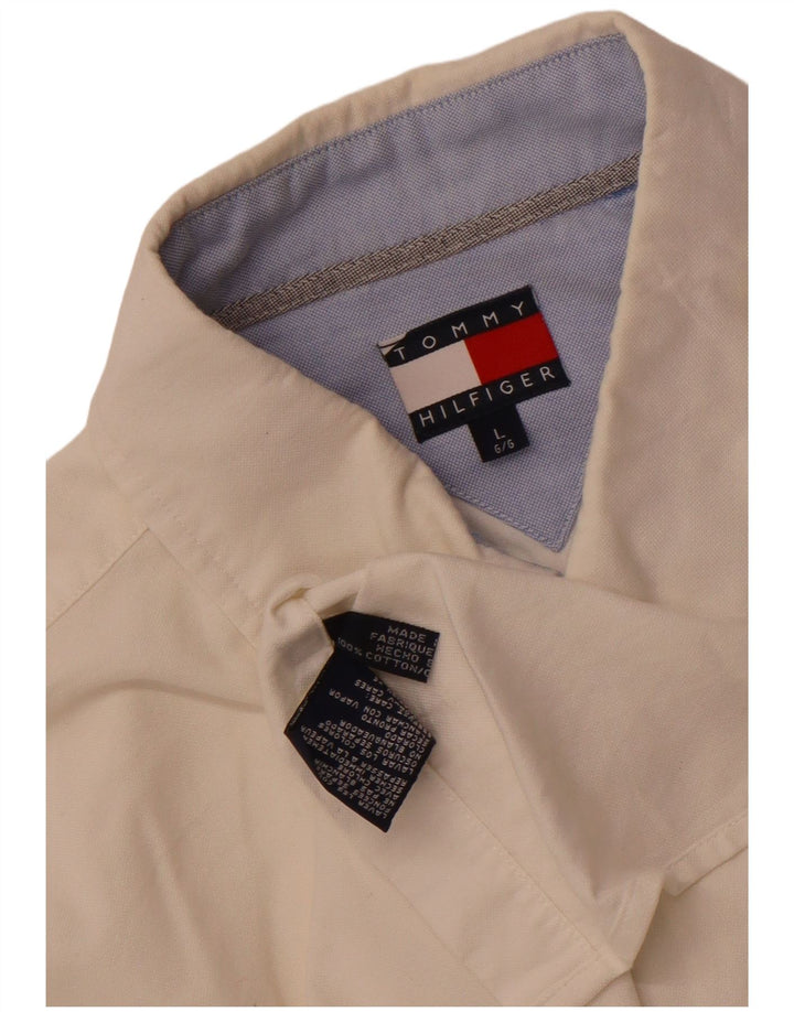 Camisa masculina Tommy Hilfiger grande de algodão branco