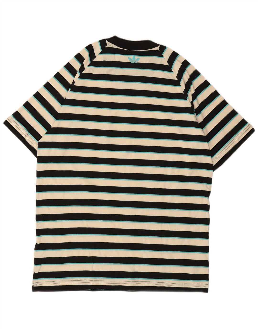 Camiseta masculina Adidas pequena listrada multicolorida de algodão