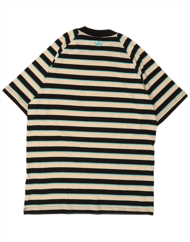 Camiseta masculina Adidas pequena listrada multicolorida de algodão