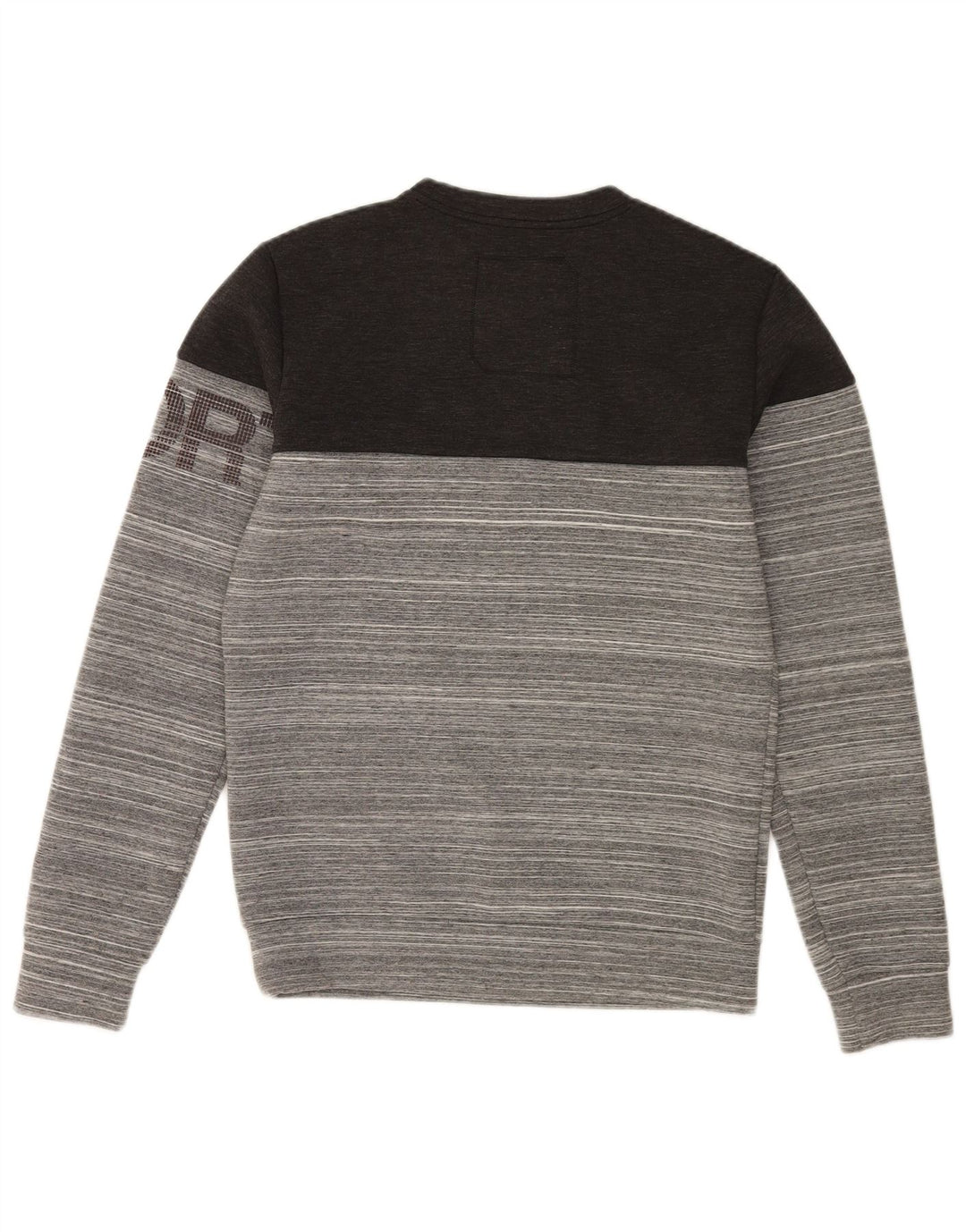 Superdry moletom gráfico masculino jumper pequeno poliéster listrado cinza