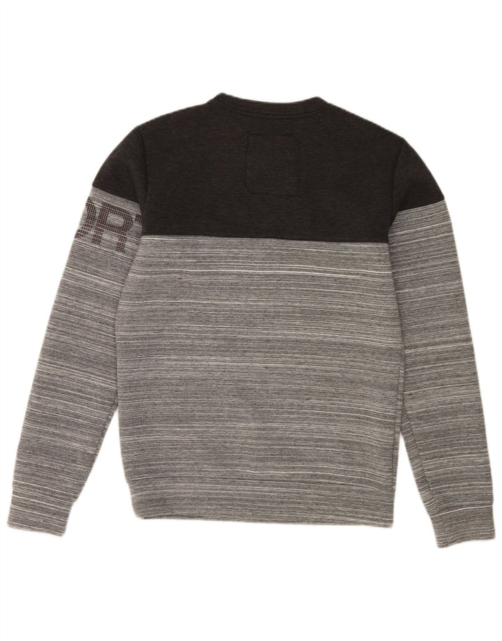 Superdry moletom gráfico masculino jumper pequeno poliéster listrado cinza