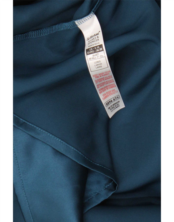 Vestido maxi feminino Marks & Spencer Robe Maxi Reino Unido 8/10 pequeno azul poliéster