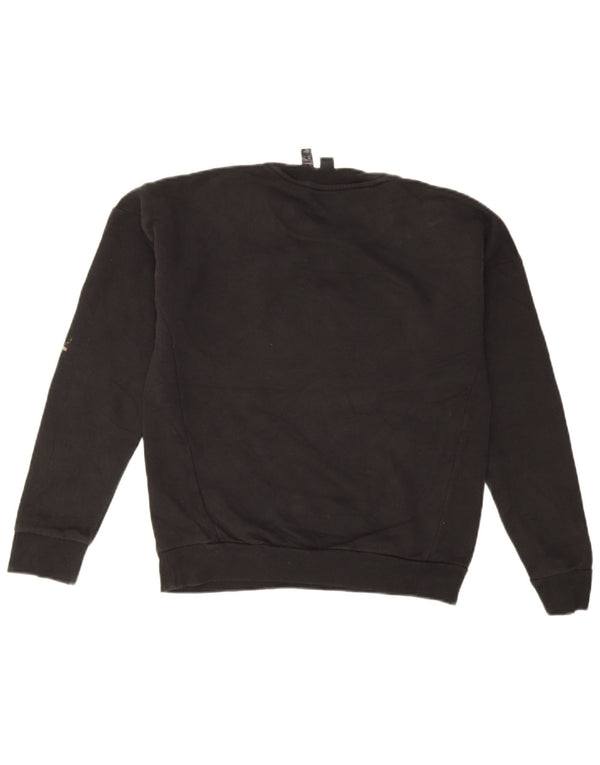 Adidas feminino gráfico oversized moletom jumper reino unido 4/6 xs algodão preto