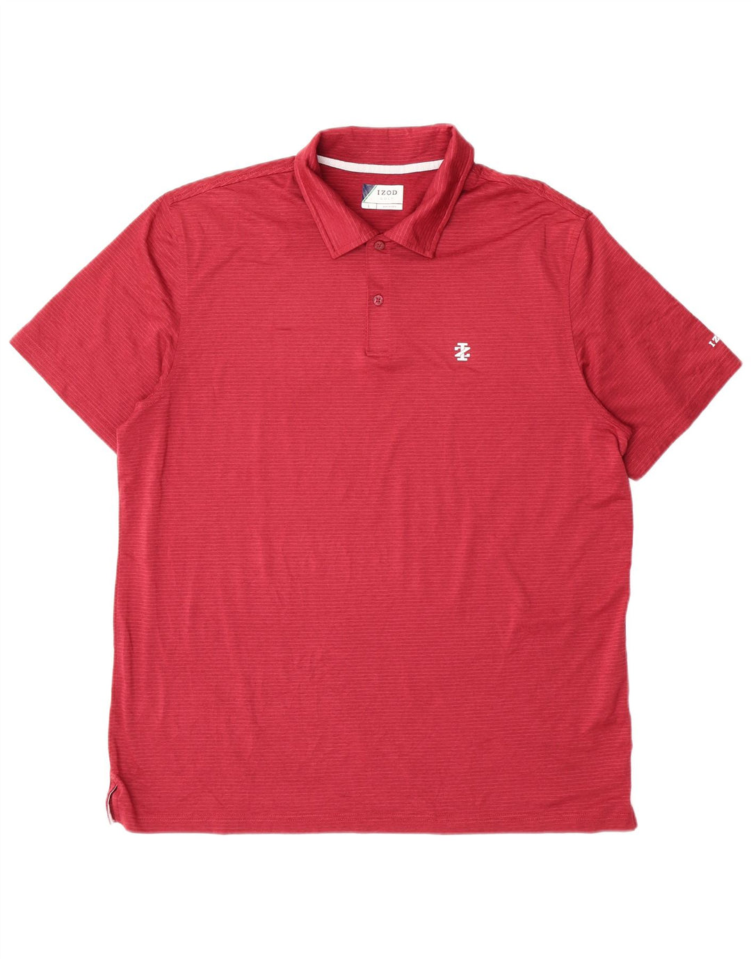 Camisa pólo masculina Izod Golf grande poliéster listrado vermelho