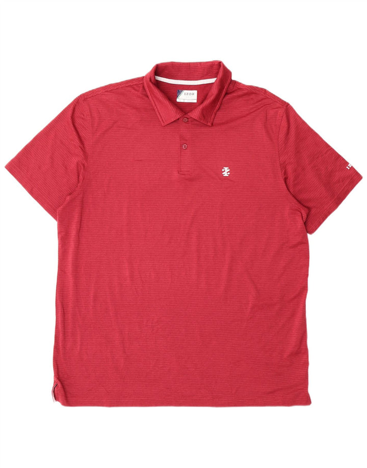 Camisa pólo masculina Izod Golf grande poliéster listrado vermelho