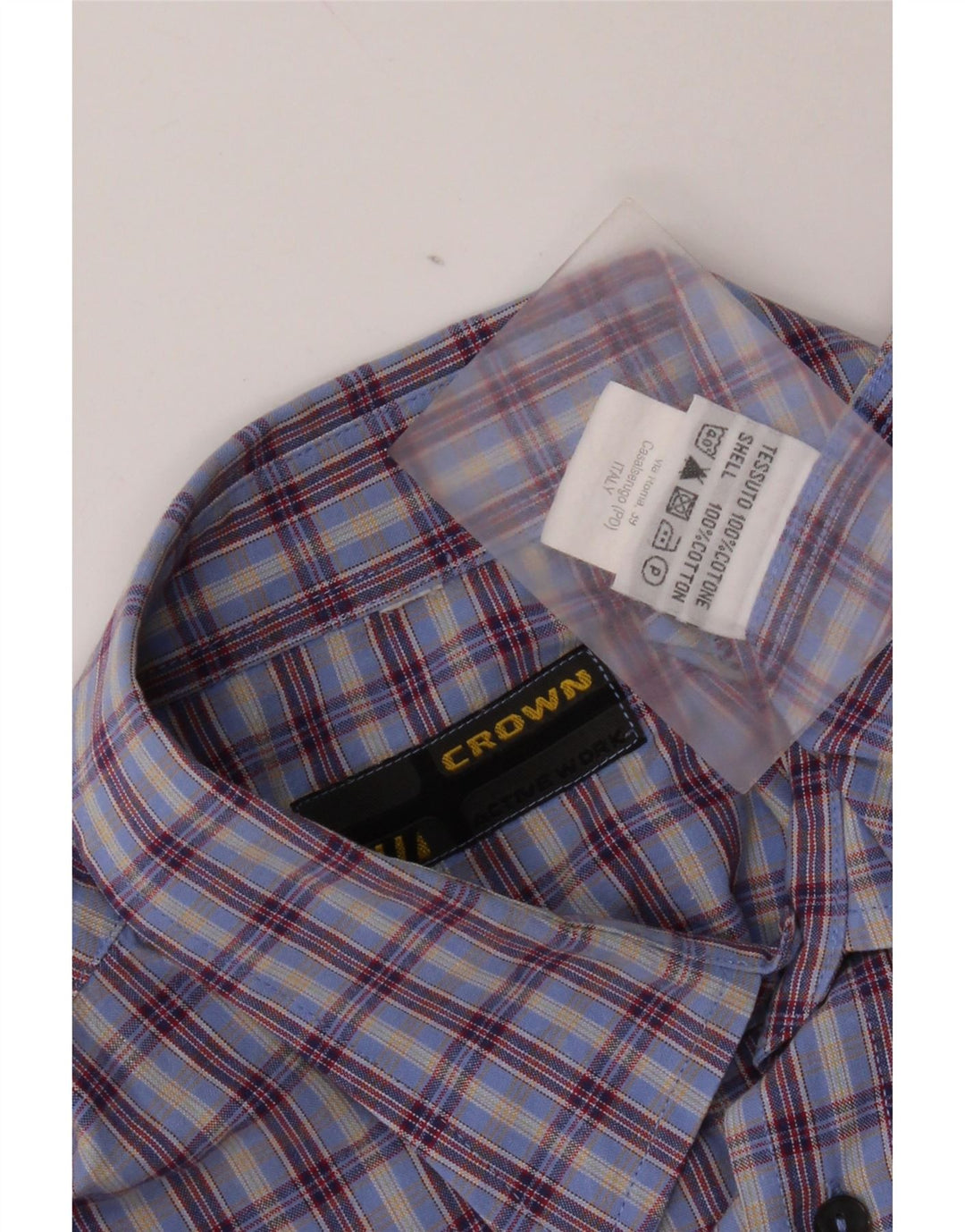 Camisa masculina de manga curta Crown grande algodão xadrez azul