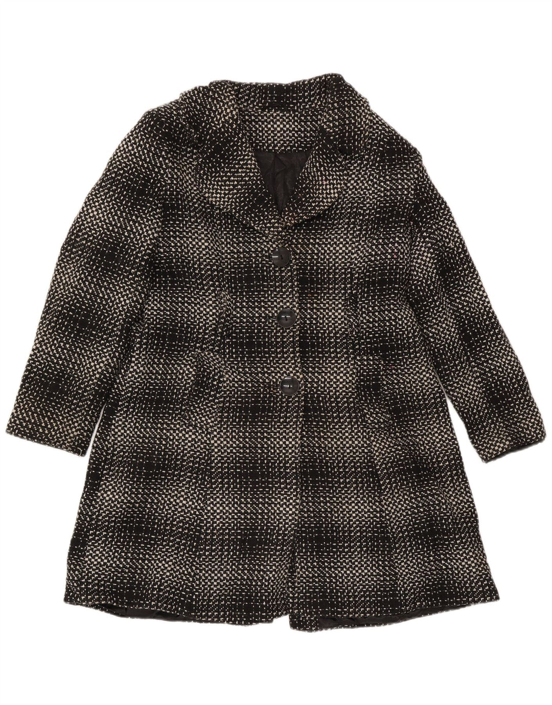 Sobretudo feminino M&Co UK 16 acrílico xadrez preto grande