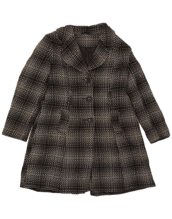 Sobretudo feminino M&Co UK 16 acrílico xadrez preto grande