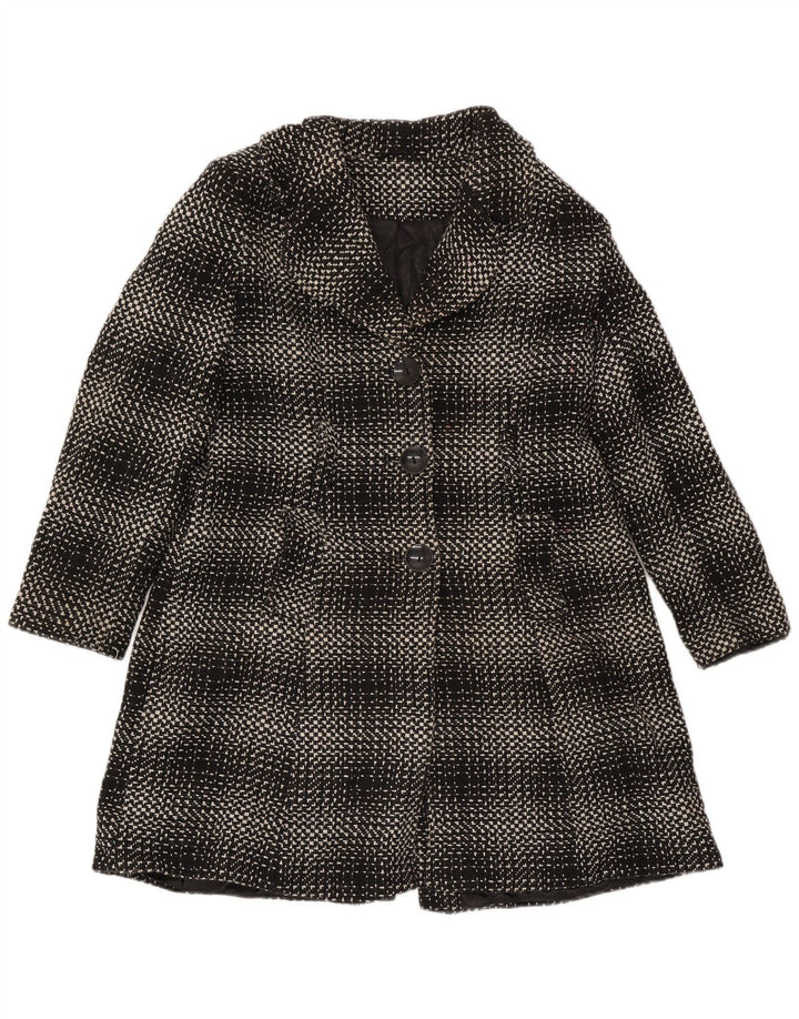 Sobretudo feminino M&Co UK 16 acrílico xadrez preto grande
