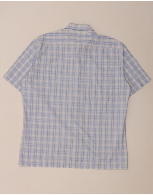 Camisa masculina de manga curta Yves Saint Laurent grande algodão xadrez azul