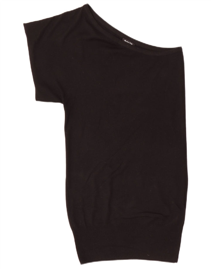 Vestido jumper feminino Massimo Dutti de um ombro Reino Unido 12 seda preta média