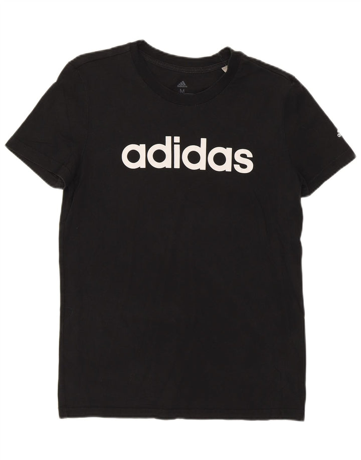 Camiseta feminina ADIDAS com estampa gráfica UK 12/14 médio algodão preto