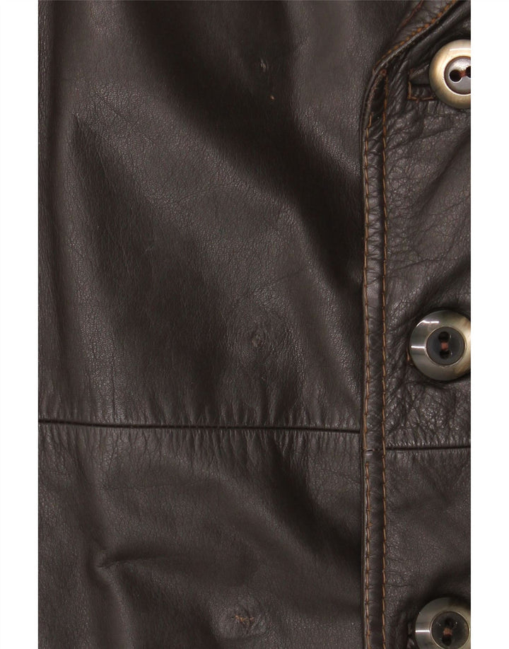 Casaco de couro masculino vintage UK 38 marrom médio
