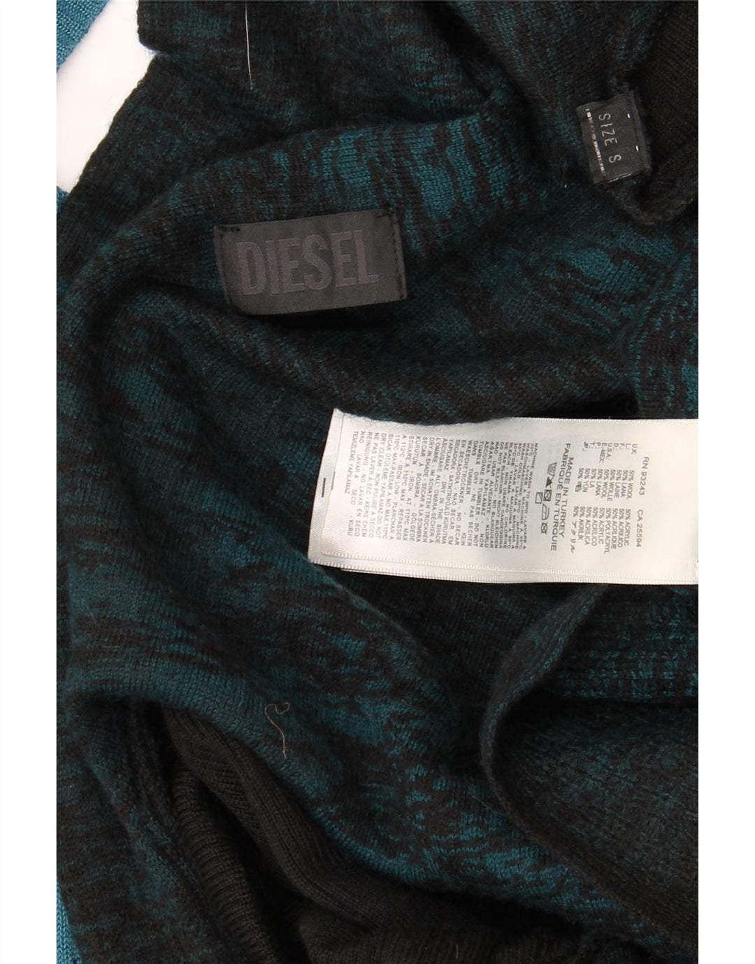 Suéter feminino Diesel Longline Cardigan de grandes dimensões UK 10 lã verde pequena