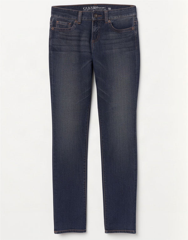 Guess Calça jeans feminina stretch cintura baixa W27 L33 azul marinho algodão