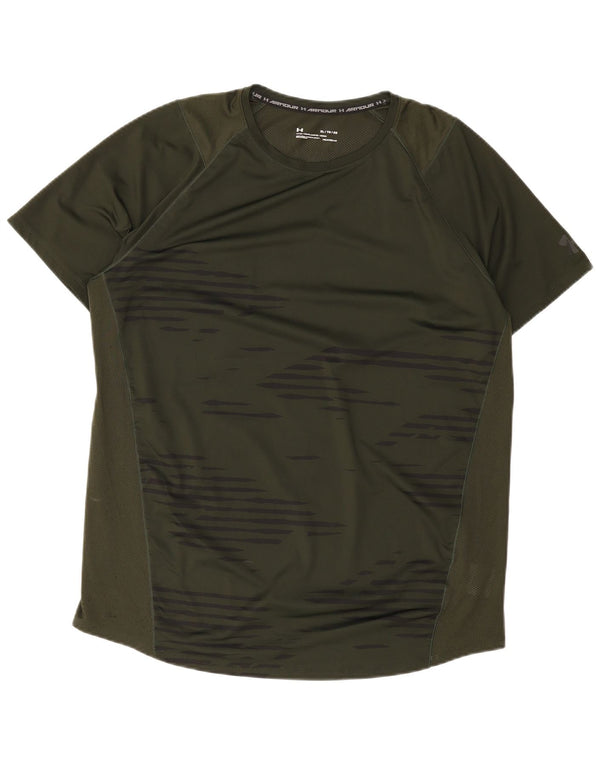 Under Armour Camiseta masculina justa XL poliéster listrado verde
